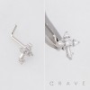 MULTI CZ CROSS CRUCIFIX  316L SURGICAL STEEL L-SHAPE NOSE RING